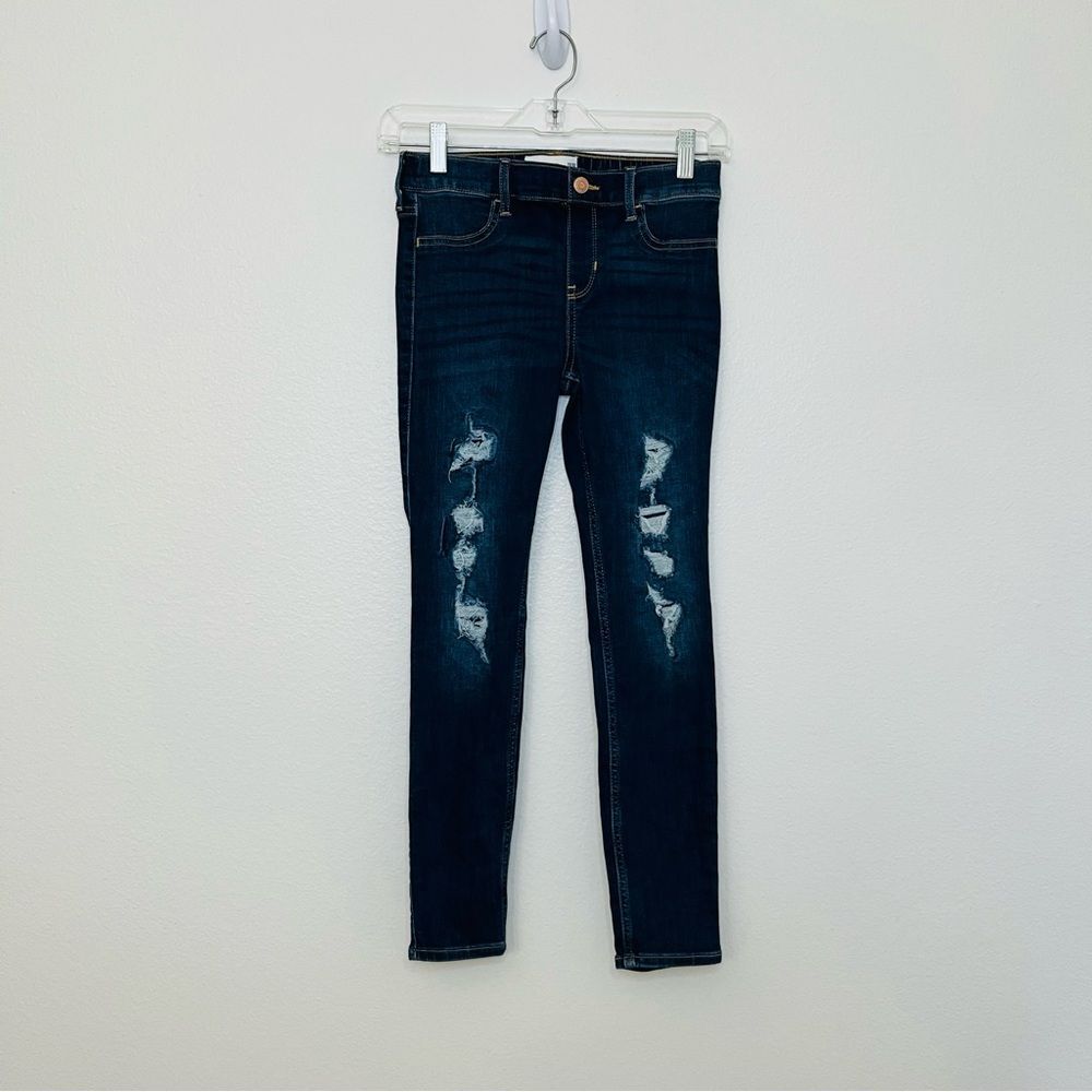 Abercrombie kids medium wash Blue Ripped distressed Skinny Jeans 11/12 Regular